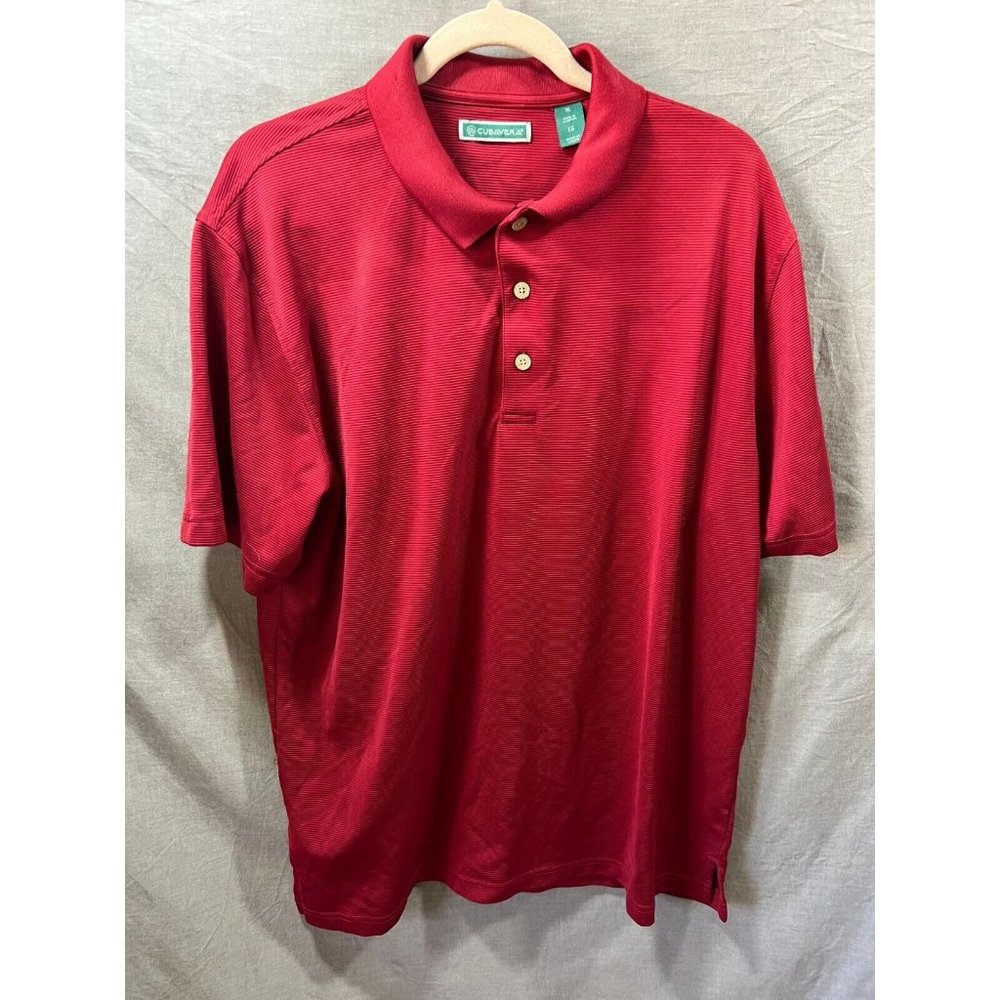 Cubavera Polo‎ Shirt Adult Extra Large Red Short Sleeve Button Golfer Mens